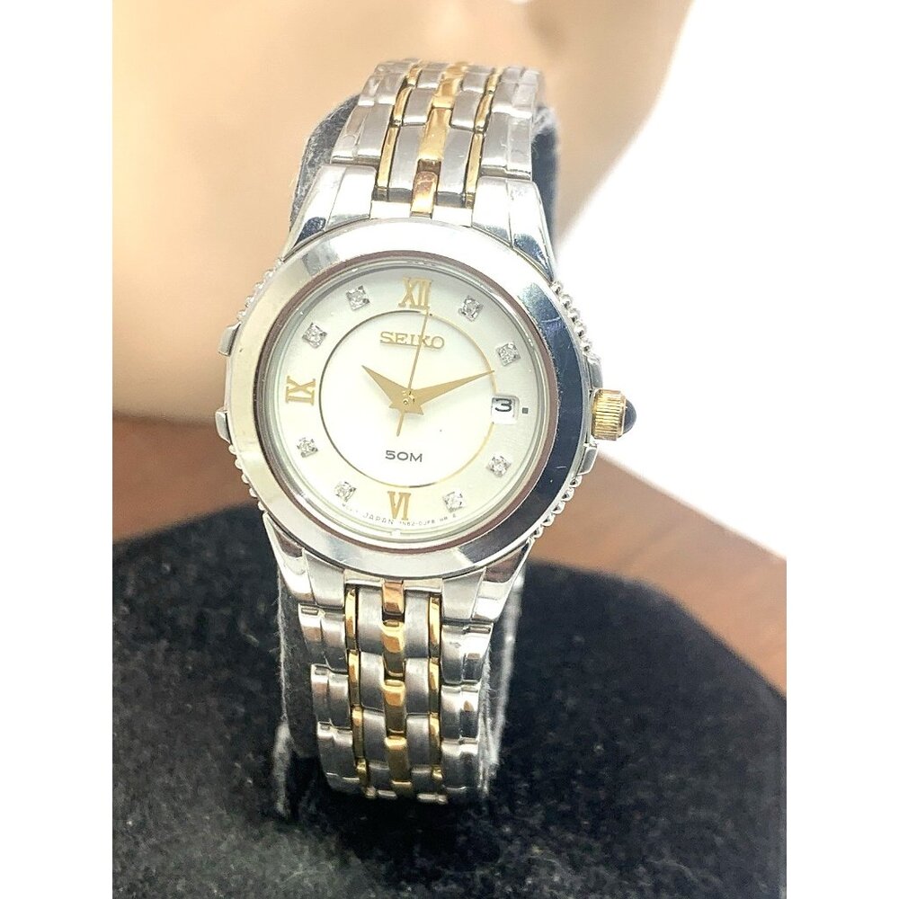 Seiko Womens Watch 7b820dh0 Quartz Diamond Two Tone Stainless Steel 26mm